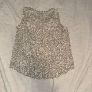 Sleeveless Leaf-Pattern Blouse in Cream and Taupe - Women